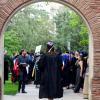 Graduates in the courtyard