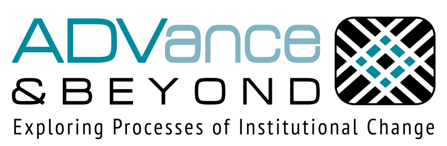 ADVANCE & Beyond logo, with black & turquoise weaving