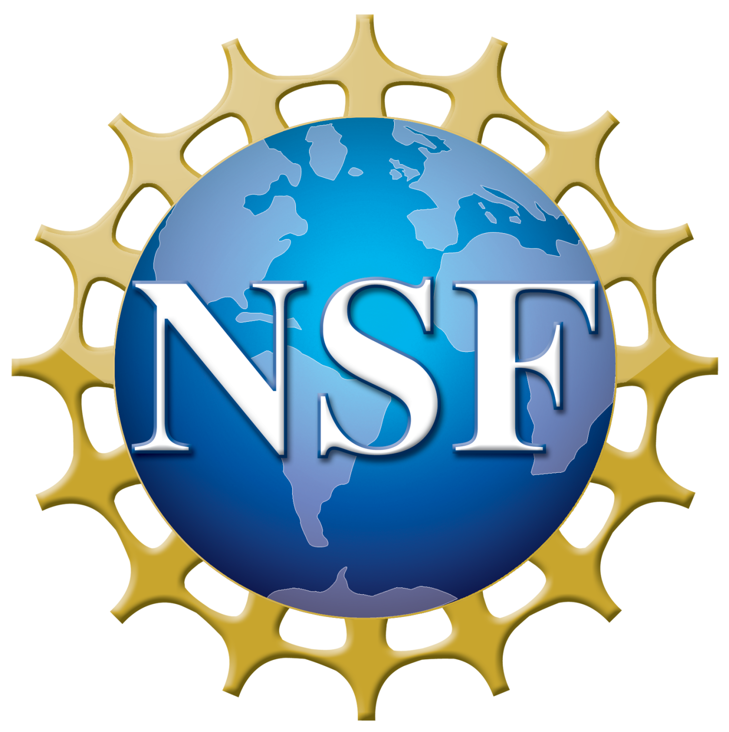 logo for National Science Foundation, letters NSF on a globe