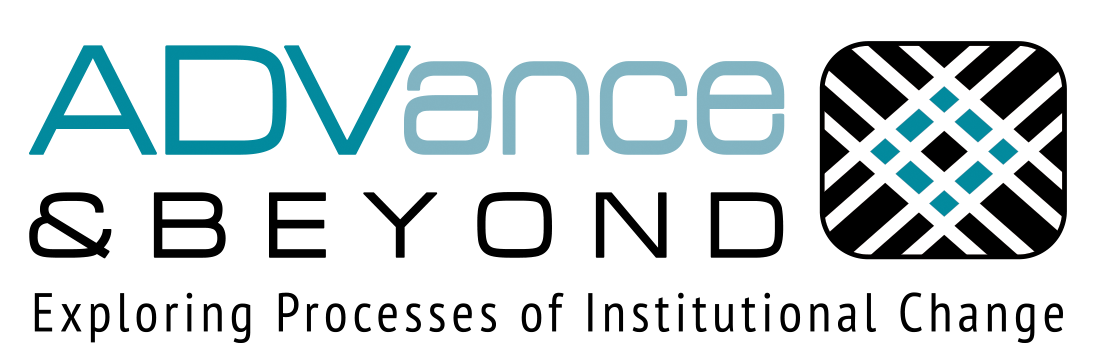 the ADVANCE & Beyond logo, a turquoise & black weaving