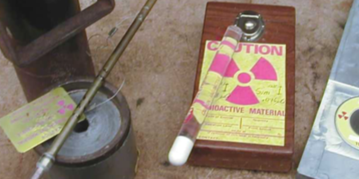 Radioactive material on a lab bench