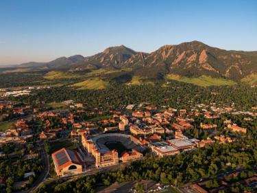 Aerial shot of CU Boulder campus
