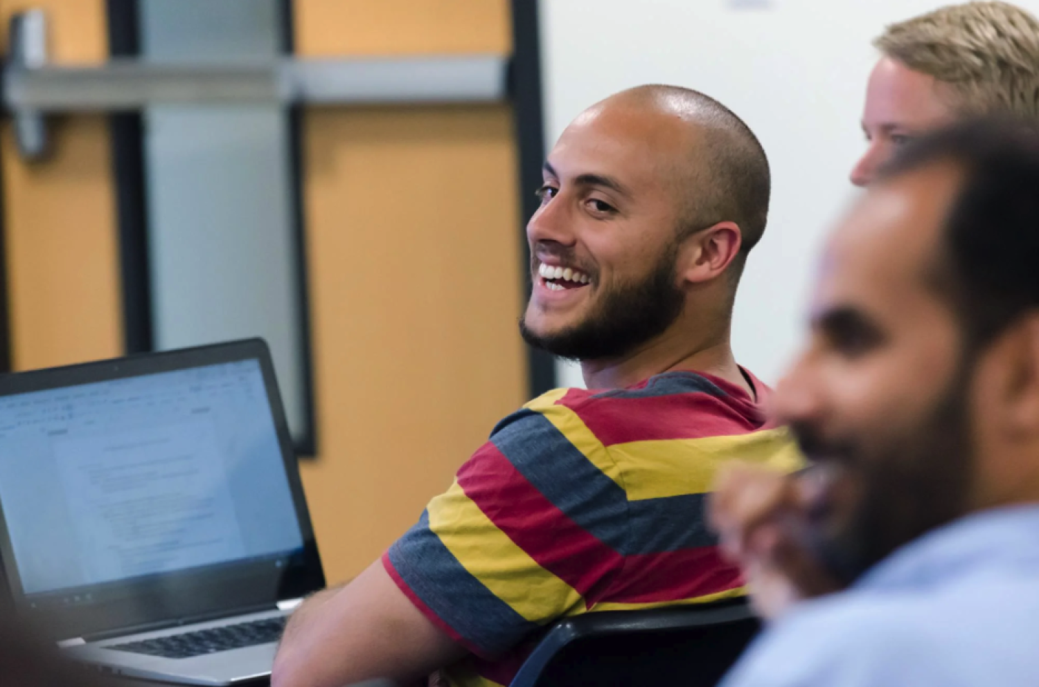 students laughing in the classroom