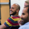 students laughing in the classroom