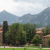 View of the Flatirons and campus