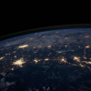 aerial view of the earth at night