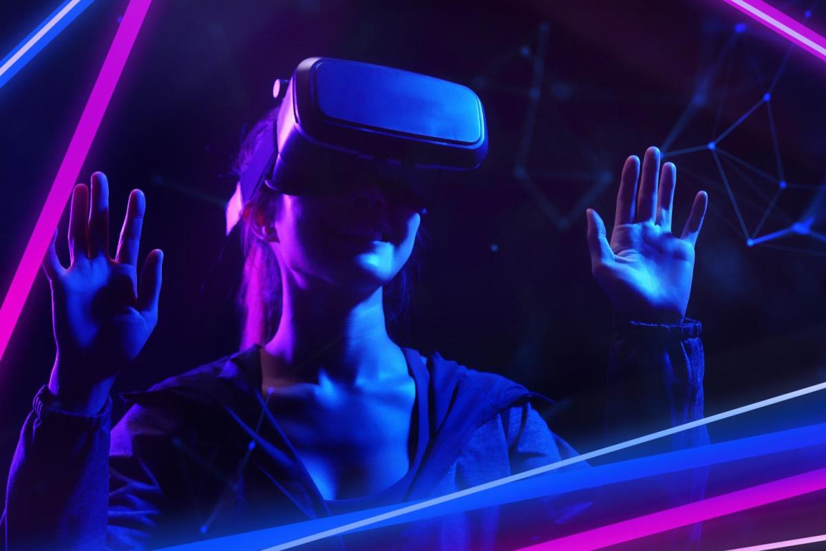 student using VR googles