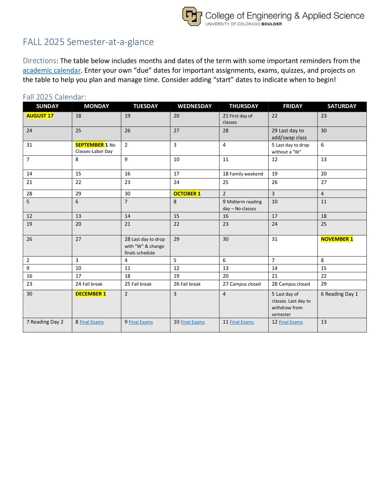 F25 Semester on a Page