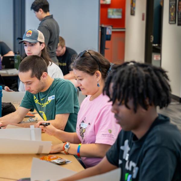 BOLD Scholars work on a project during the pre-arrival program during move-in