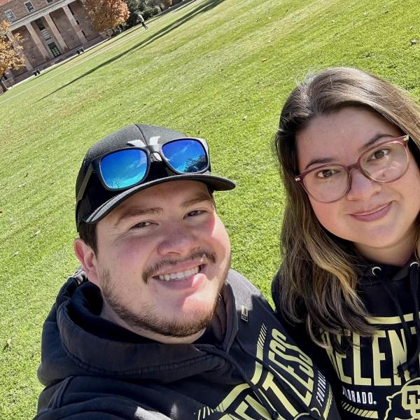 Luis and Ariana take a selfie on Norlin Quad