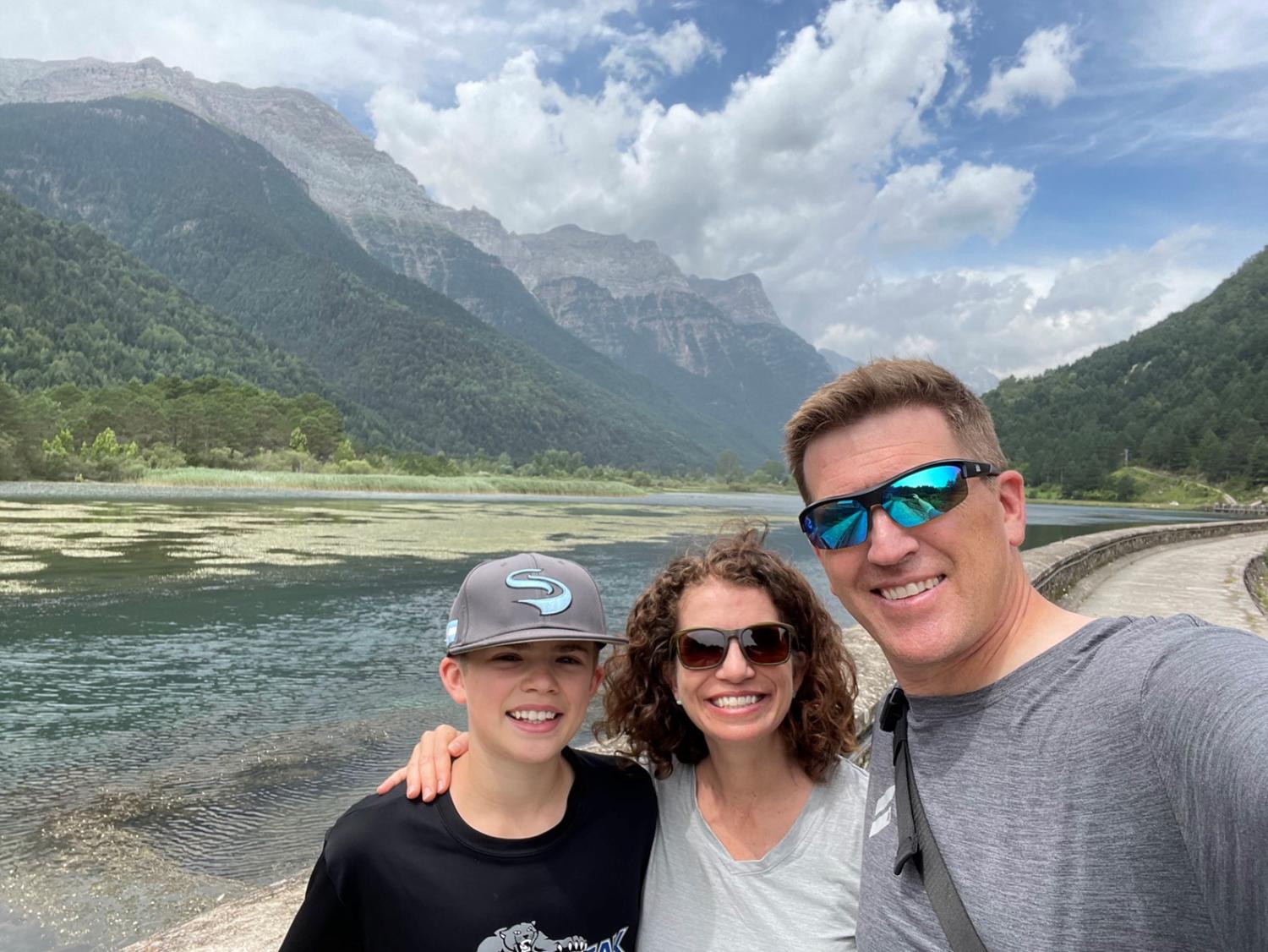 Amy and her family in the mountains