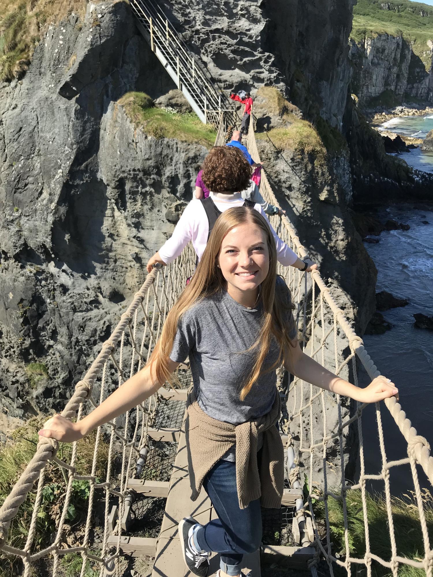Gabriel Kassadi on a rope bridge