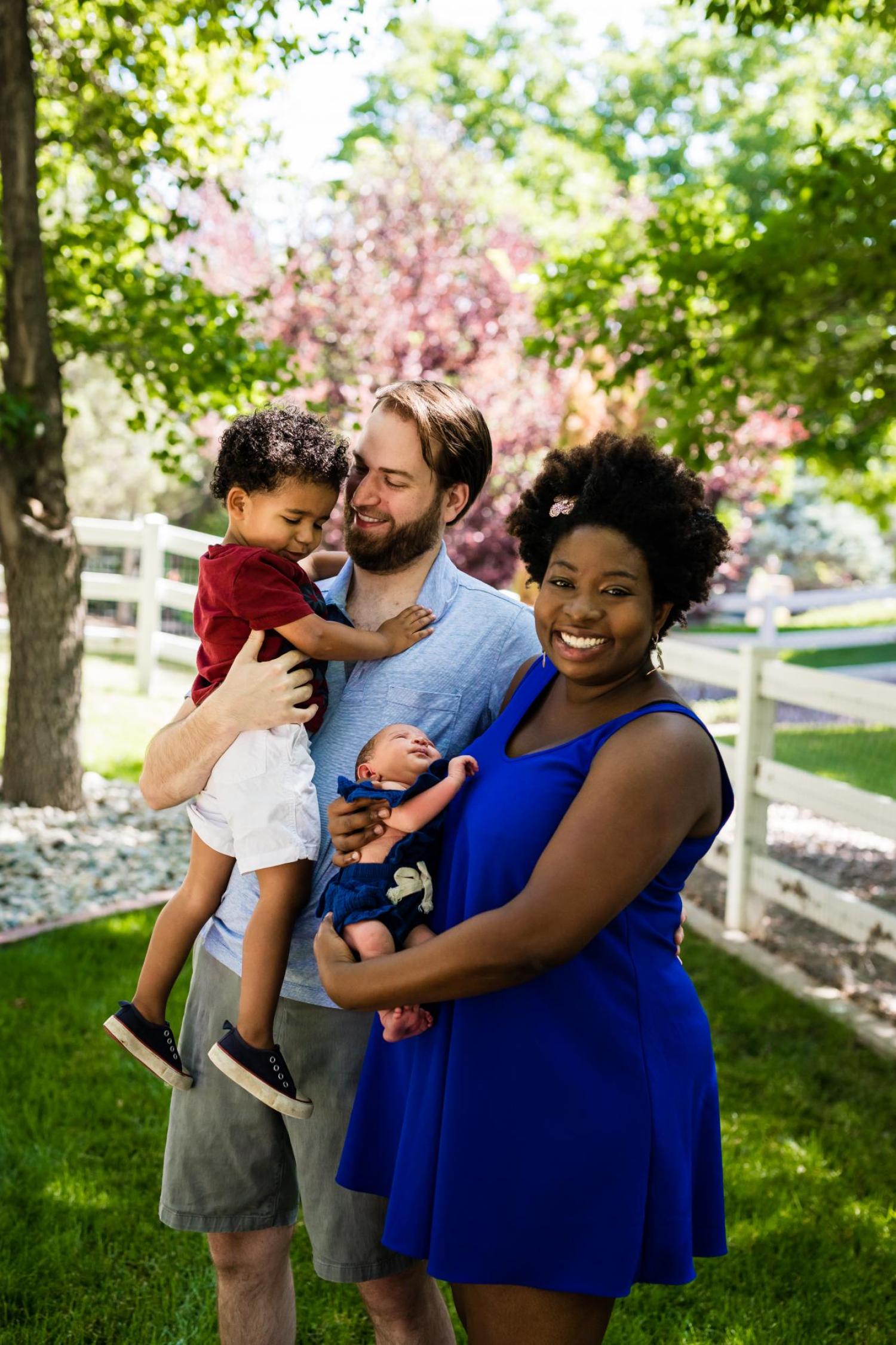 Parents with two young children