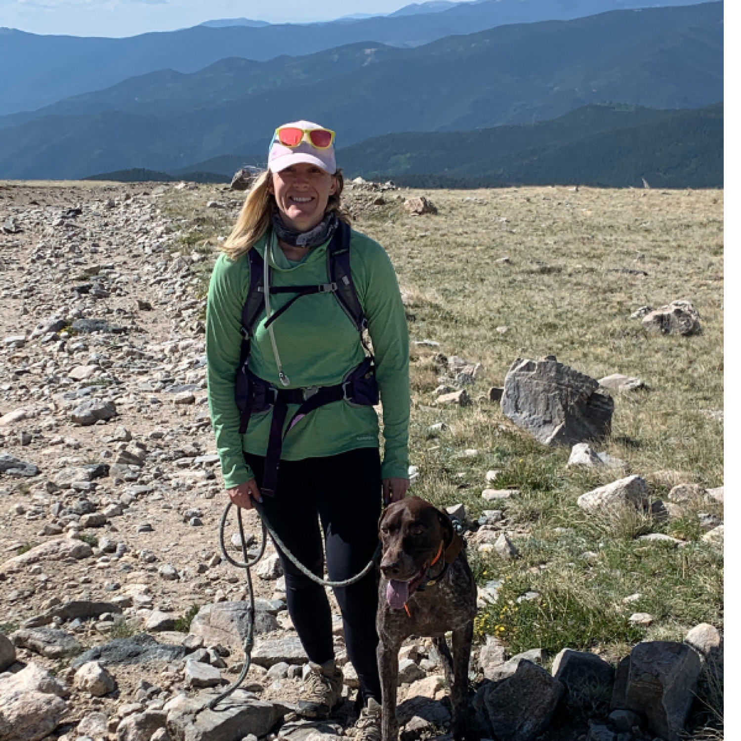 Female on hike with dog
