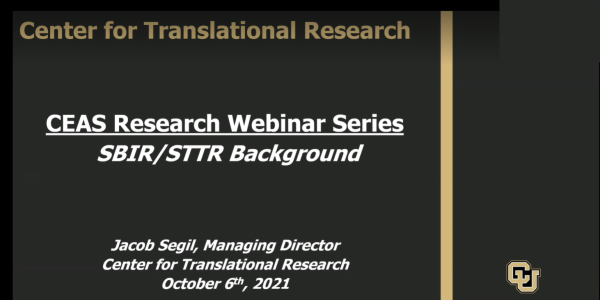 SBIR and STTR presentation video - located on intranet. Access for CEAS faculty and staff only