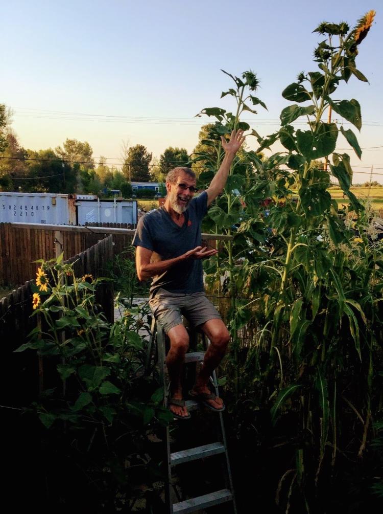 Man with giant plant