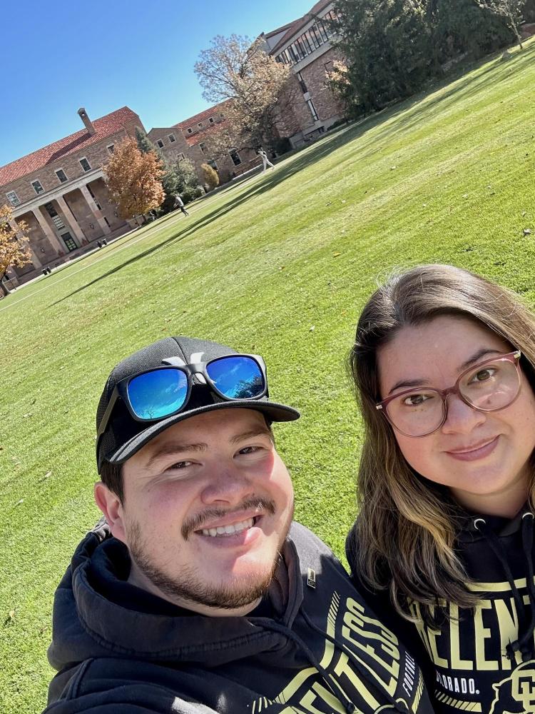 Luis and Ariana take a selfie on Norlin Quad