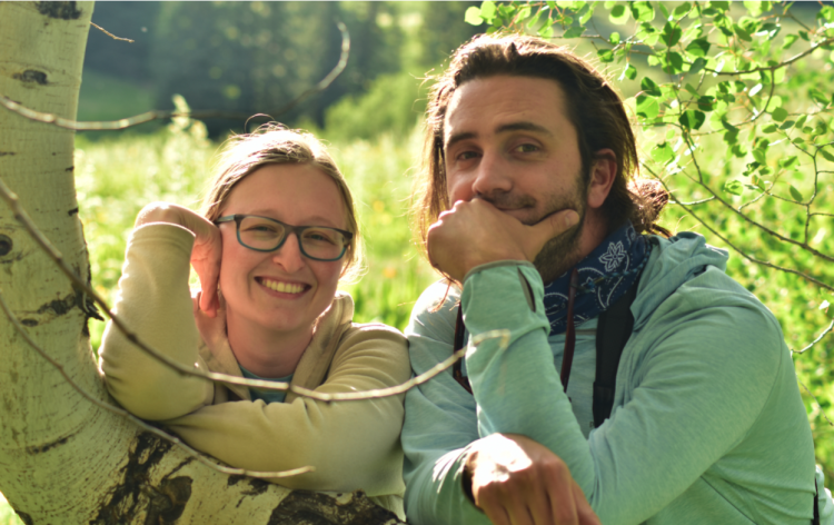 Evan and his partner Kira take a break on an Aspen bend while fishing on the Grand Mesa