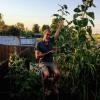 Man with giant plant