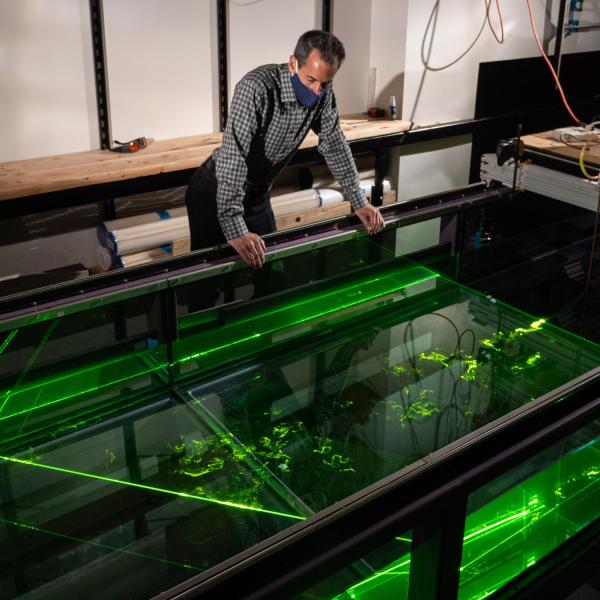 Professor John Crimaldi works in his lab on the CU Boulder campus