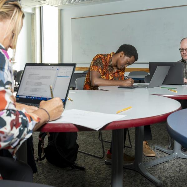 Students work on a hands-on project during class
