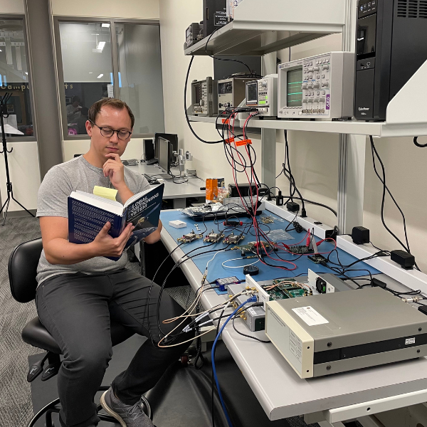 Justin Pedersen in a lab
