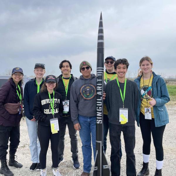 CU Boulder AISES with singular rocket during First Nations Launch