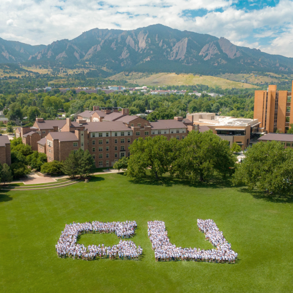 Engineering Connections students forming the letters CU during the Community Kickoff event.