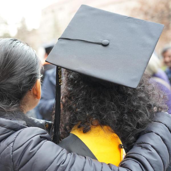 Back of grad's head, with cap on