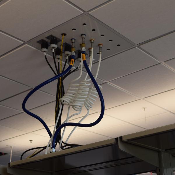 Water, gas and air fixtures inside the science labs.