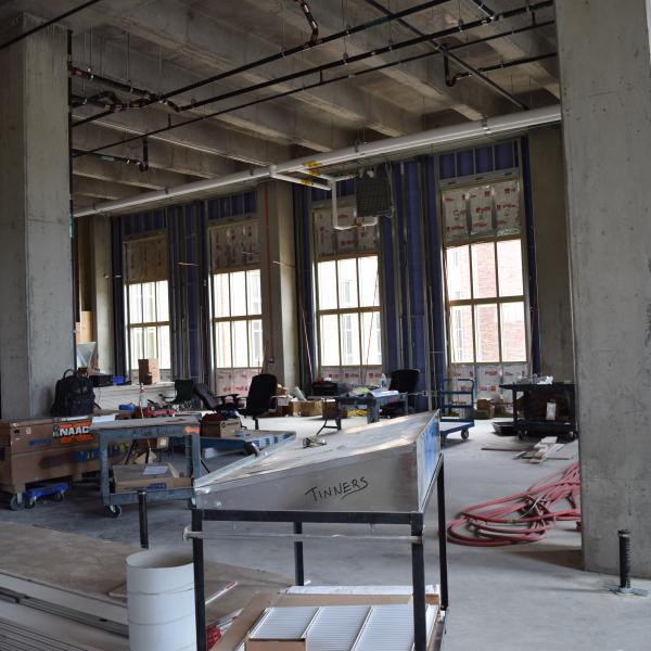 The ground floor of the E Wing will host the chemical and biological engineering department labs and offices.