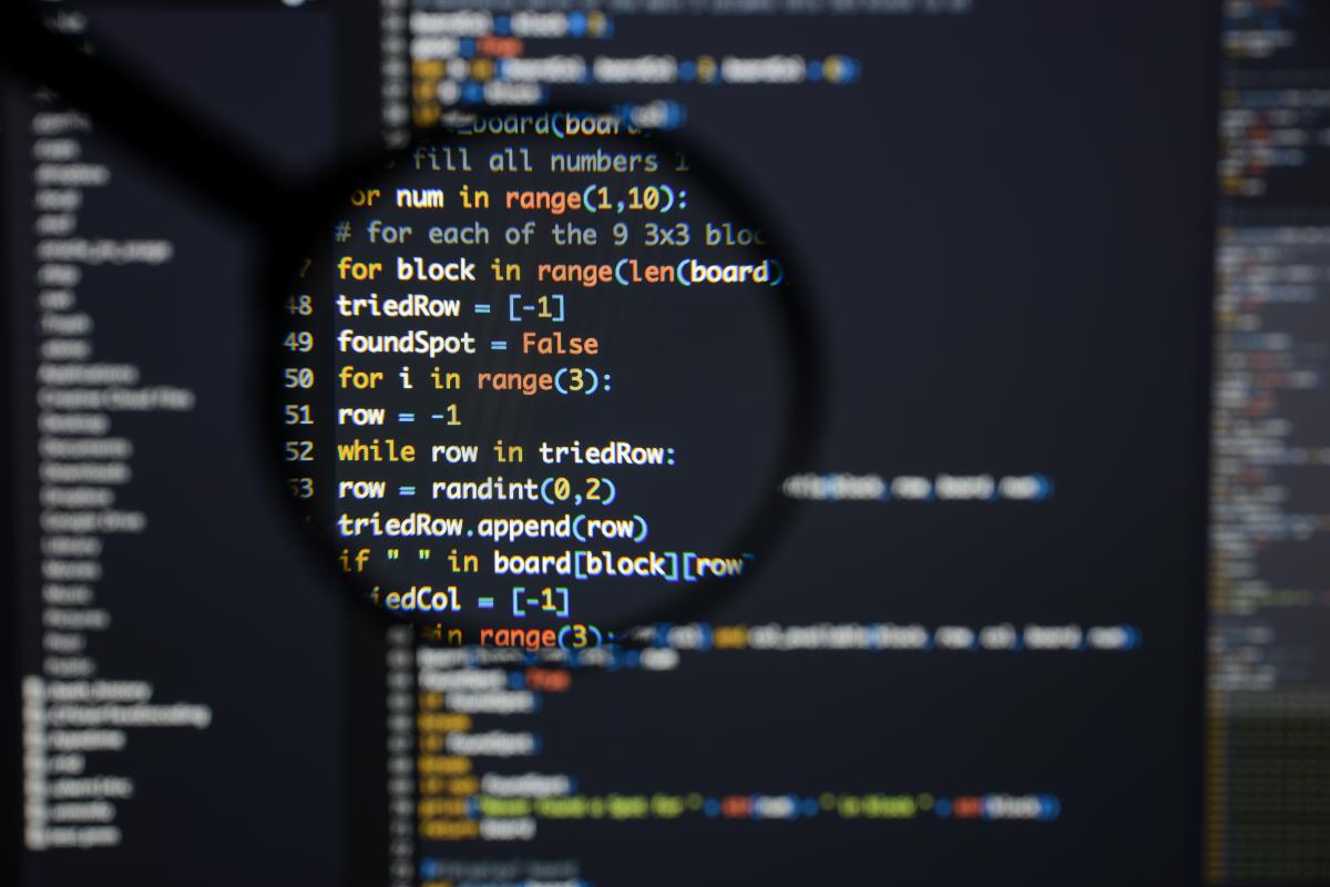 Computer code on a computer screen