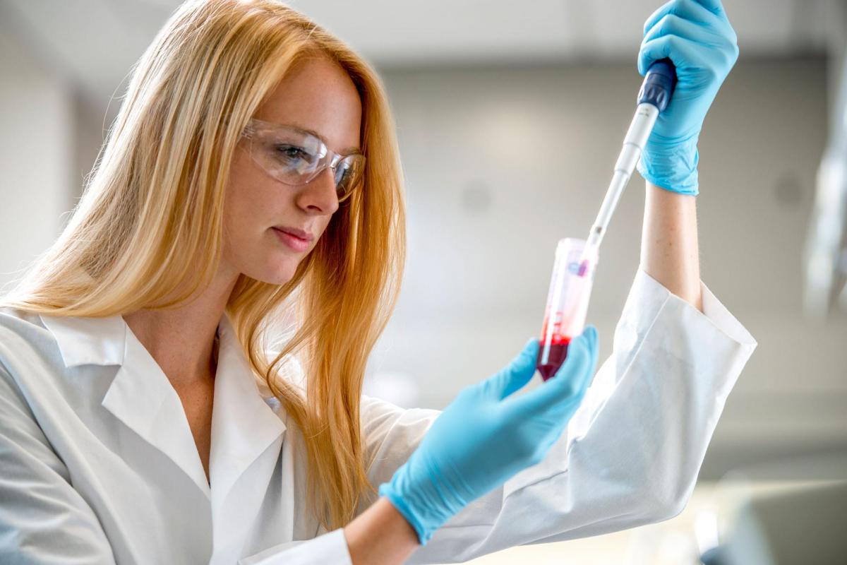Student working on experiment