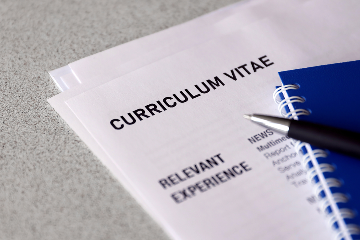 A CV document on a table