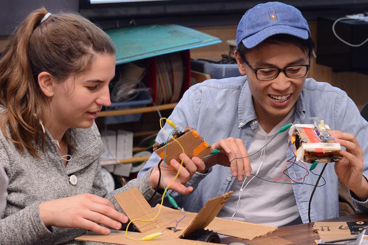 Students working on in Atlas Institute materials lab