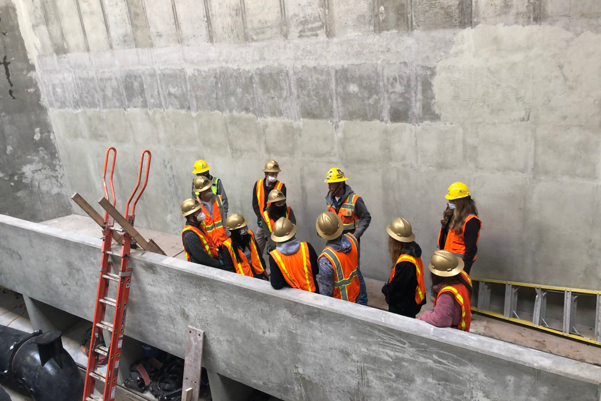 Kiewit Design-Build Program students at a construction site