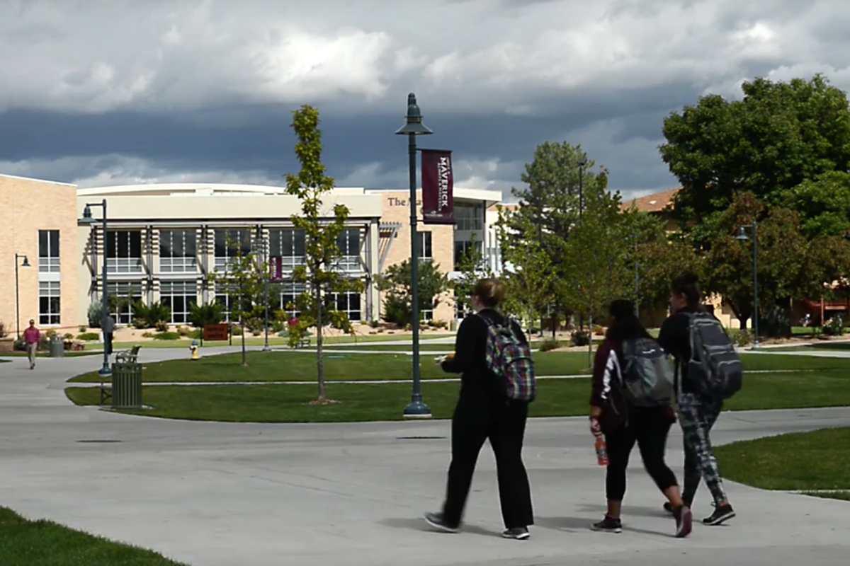 Students walking to class on the Colorado Mesa University campus.