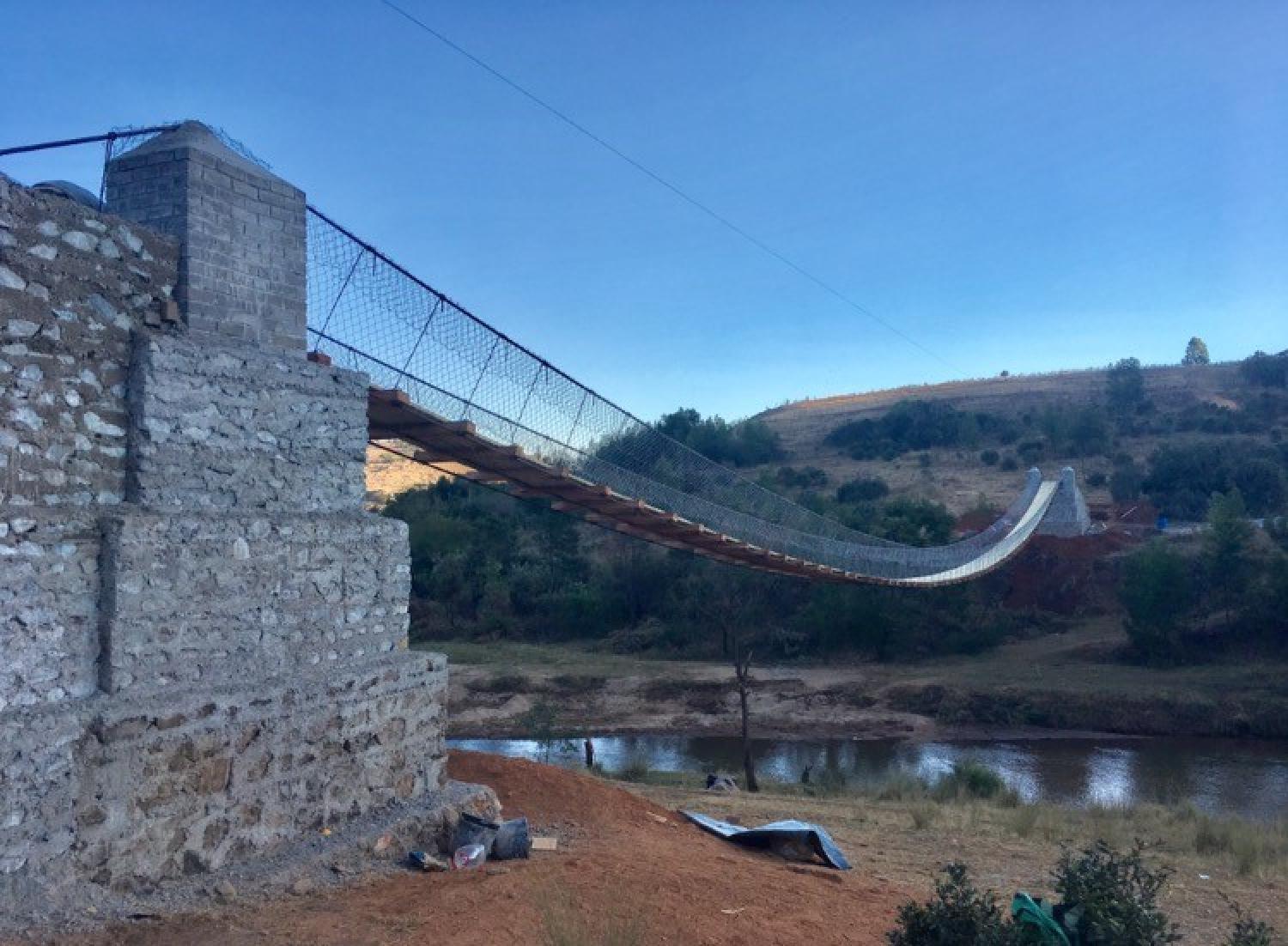 The nearly finished Swaziland bridge at sunset. 