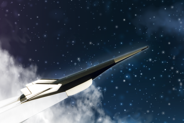 Hypersonic vehicle in space illustration