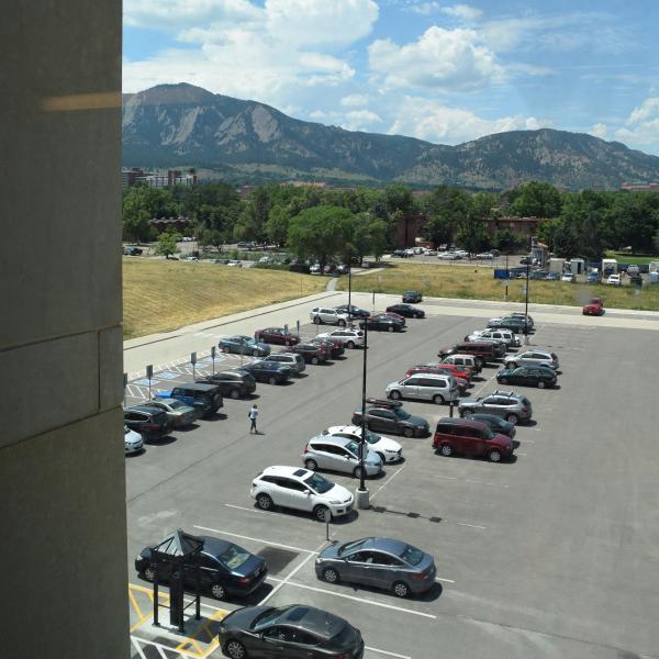 View of the Flatirons to the west.