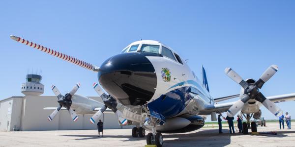 The hurricane hunter airplane at media day 