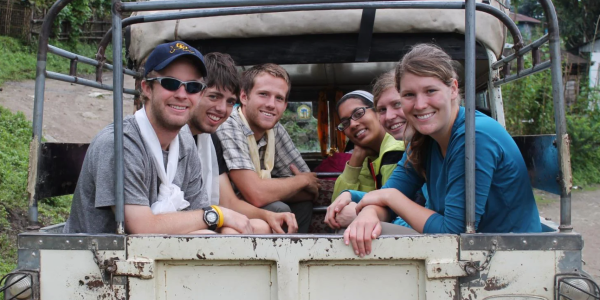 Students in the field participating in Engineers Without Borders 