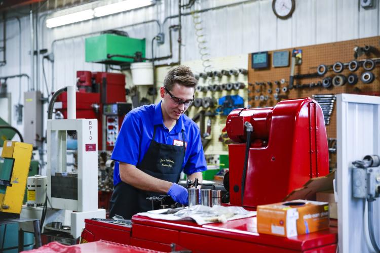 Nicolaus Wolfrum in a machine shop.