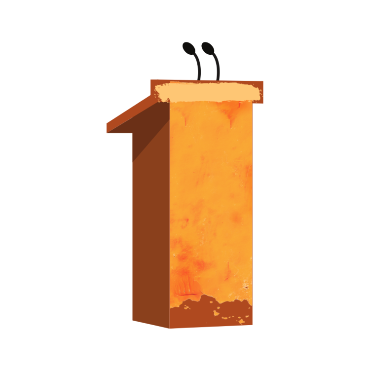 An illustration of a lectern with yellow watercolor on one of the sides