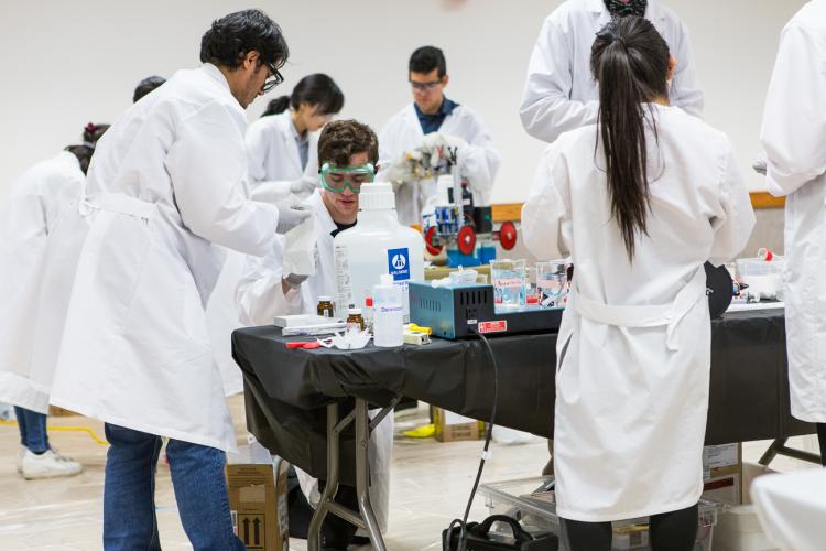 The CU Boulder team readies the car for competition.