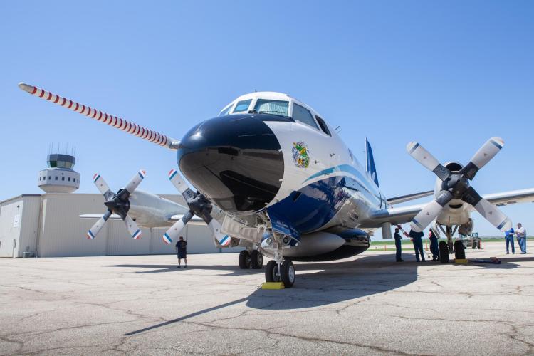 The hurricane hunter airplane at media day