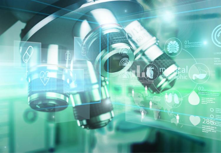 Microscope with green background
