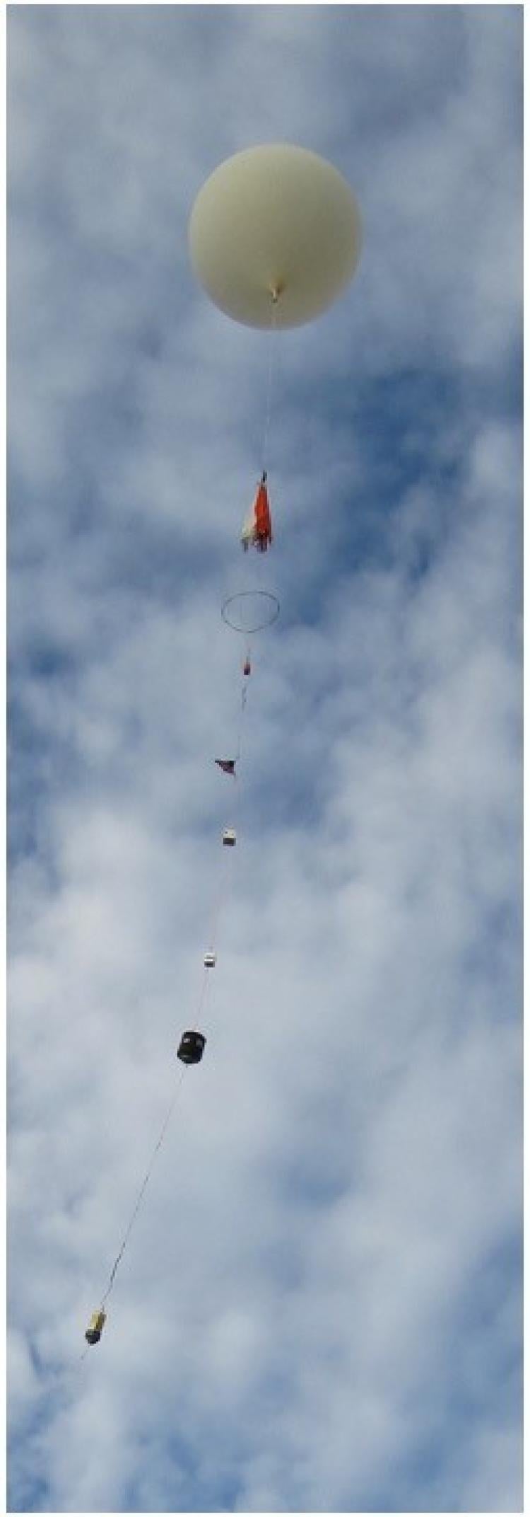 A balloon launching with payloads.