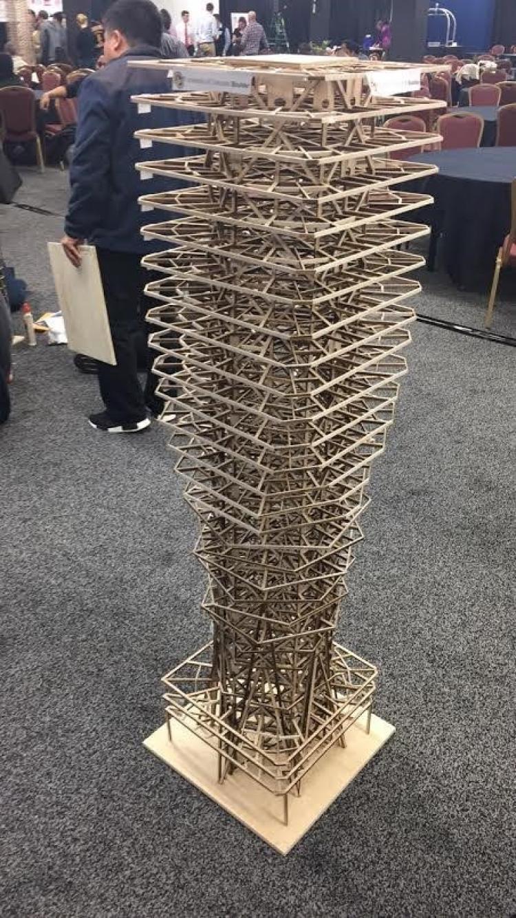 The finished balsa wood building.
