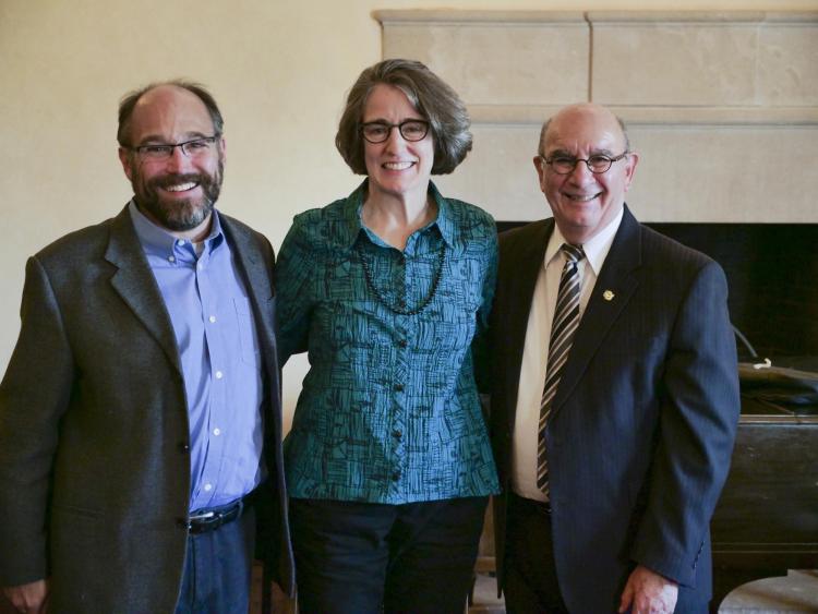 Leland Giovannelli with Ken Anderson and CU Boulder Chancellor Phil DiStefano.